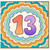 13th Birthday Card, Colourful Retro Style Number 13 Card
