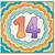14th Birthday Card, Colourful Hand Drawn Style Number 14 Card