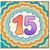 15th Birthday Card, Colourful Rainbow Number 15 Card