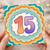 15th Birthday Card, Colourful Rainbow Number 15 Card