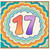 17th Birthday Card, Colourful Hand Drawn Number 17 Card