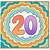 20th Birthday Card, Colourful Retro Number 20 Card