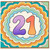 21st Birthday Card, Colourful Retro Style Number 21 Card