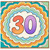 30th Birthday Card, Colourful Retro Rainbow Number 30 Card