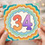 34th Birthday Card, Colourful Rainbow Number 34 Card