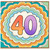 40th Birthday Card, Colourful Retro Rainbow Design