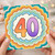 40th Birthday Card, Colourful Retro Rainbow Design