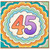45th Birthday Card, Colourful Rainbow Number 45 Card
