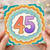 45th Birthday Card, Colourful Rainbow Number 45 Card