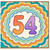 54th Birthday Card, Colourful Retro Number 54 Card