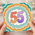 55th Birthday Card, Colourful Retro Rainbow Design