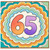 65th Birthday Card, Colourful Retro Number 65 Card