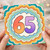65th Birthday Card, Colourful Retro Number 65 Card