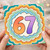 67th Birthday Card, Colourful Retro Rainbow Number 67 Card
