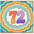 72nd Birthday Card, Colourful Rainbow Style Number Card