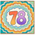 78th Birthday Card, Colourful Retro Style
