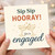 Sip Sip Hooray You're Engaged Card - Engagement Congratulations Card with Champagne Glasses - Celebration Greeting for Couple