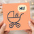 New Baby Congratulations Card - Pram with Waving Hand and 'Hi!' Speech Bubble - Cute, Gender-Neutral Greeting for New Parents and Baby Arrival