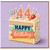 44th Birthday Card, Happy Birthday Cake Design