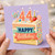 44th Birthday Card, Happy Birthday Cake Design