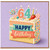 64th Birthday Card, Happy Birthday Cake Design