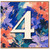 4th Birthday Card, Floral Number 4 Birthday Card