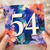 54th Birthday Card, Floral Abstract Number 54 Card