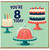 8th Birthday Card, You're 8 Today, Colourful Cake and Jelly Design