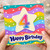 4th Birthday Card, Colourful Star and Rainbow Happy Birthday Card