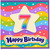 na 7th Birthday Card, Colourful Rainbow Star Happy Birthday Card