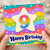 9th Birthday Card, Colourful Star and Rainbow Happy Birthday Card