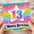 13th Birthday Card, Happy Birthday Rainbow Star Card