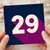 29th Birthday Card, Large Number 29 Card