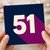 51st Birthday Card, Large Number 51 Design
