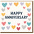 Happy Anniversary Card - Colourful Hearts Design - Romantic Card for Husband, Wife, Boyfriend or Girlfriend - Lovely Couple Anniversary Greeting