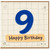 9th Birthday Card, Blue Number 9 Happy Birthday Card