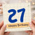 27th Birthday Card, Blue Brush Style Happy Birthday Card