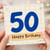 50th Birthday Card, Blue Number 50 Happy Birthday Card