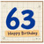 63rd Birthday Card, Blue Number 63 Happy Birthday Card