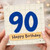 90th Birthday Card, Blue Handwritten Number Design, Happy Birthday Card