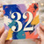 32nd Birthday Card, Colourful Abstract Number 32 Card