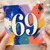 69th Birthday Card, Colourful Abstract Number 60 Card