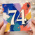 74th Birthday Card, Bold Colourful Abstract Number 74 Card