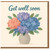 Get Well Soon Card - Floral Bouquet in Vase Design - Heartfelt Recovery Greeting Card for Friend or Family, Men or Women