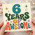 6th Birthday Card, Six Years of Awesome Retro Typography Card