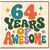 64th Birthday Card, 64 Years of Awesome Retro Birthday Card