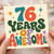 76th Birthday Card, 76 Years of Awesome Retro Typography Card