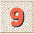 9th Birthday Card, Large Number 9 Polka Dot Design