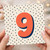 9th Birthday Card, Large Number 9 Polka Dot Design
