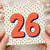 26th Birthday Card, Bold Coral Number 26 Polka Dot Design